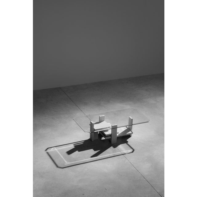 Vintage Architectural Travertine Coffee Table by Willy Ballez, 1970s For Sale - Image 4 of 7