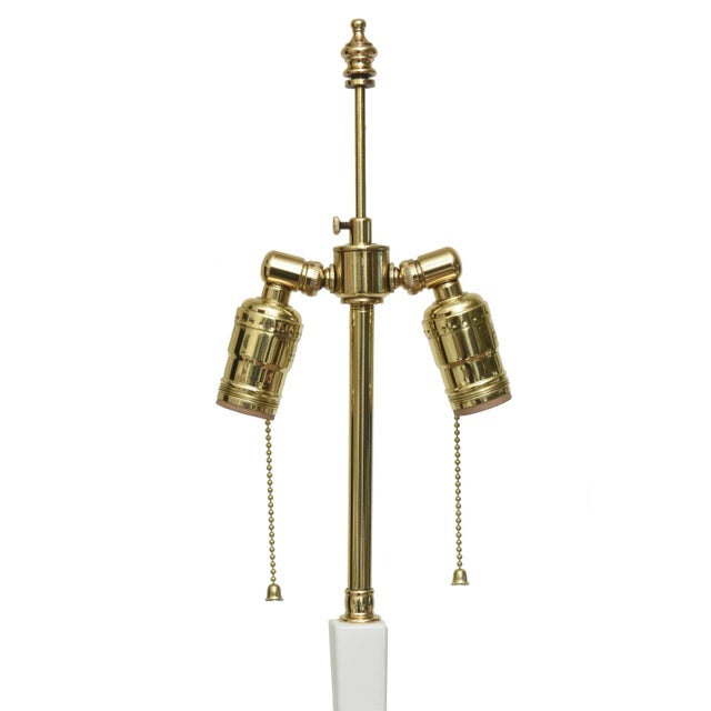White Vintage Sirmos Rams Head White Painted Wood and Original Brass Fittings Floor Lamp Restored For Sale - Image 8 of 13