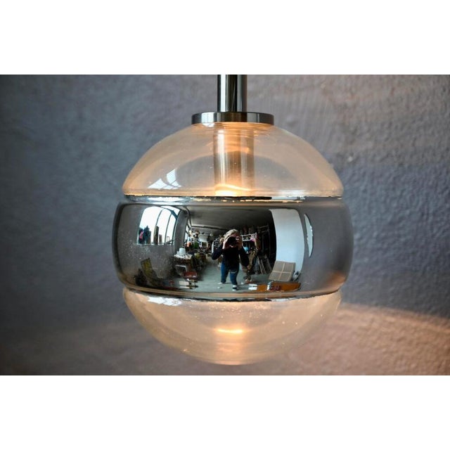 Glass Large Silver Glass Ball Pendant from Peill & Putzler For Sale - Image 7 of 12