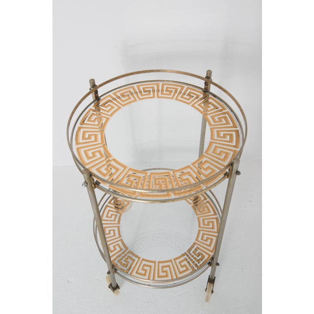 Mid 20th Century Mid Century Circular Greek Key Bar Cart For Sale - Image 5 of 10