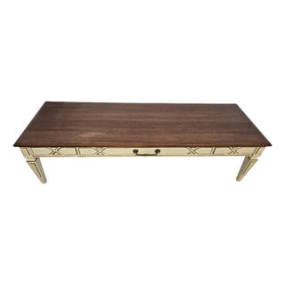 1950s Heritage Louis the XVI Oak and Cream Coffee Table For Sale