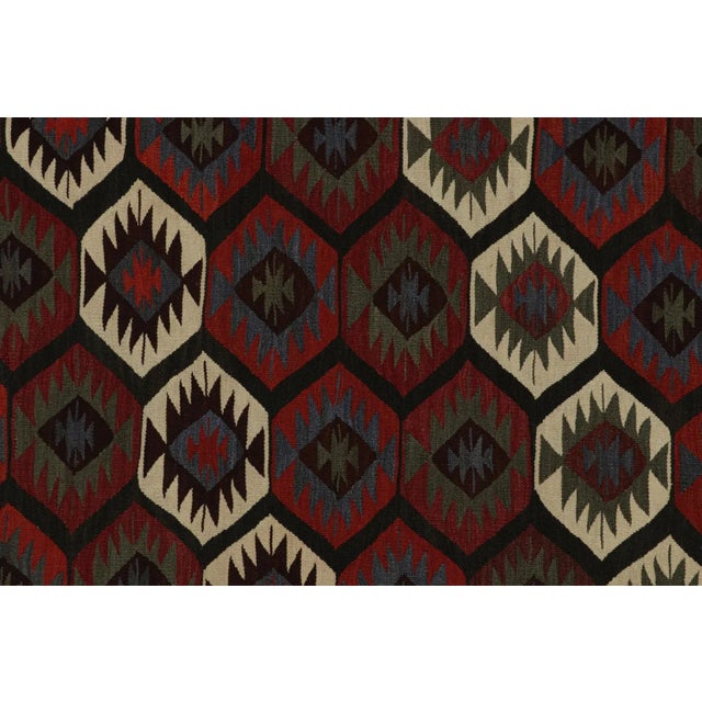 1950s 1950s Vintage Afghan Tribal Kilim With Red & Blue Geometric Patterns For Sale - Image 5 of 7