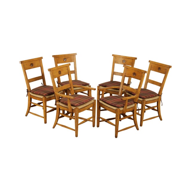French Country Style Quality Set 6 Rush Seat Dining Chairs Chairish