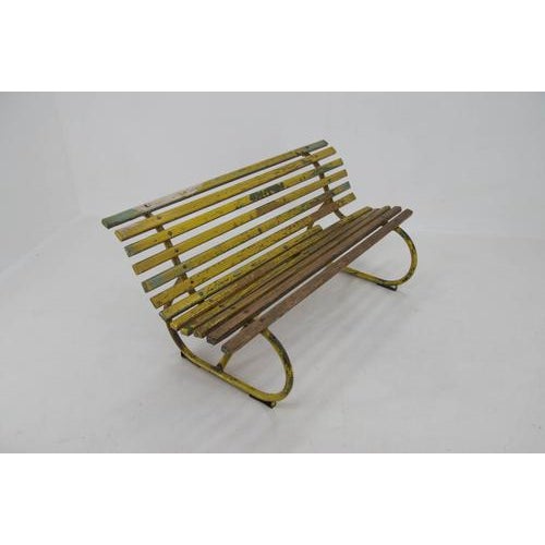 Vintage Industrial Wood and Iron Bench, Czech Republic, 1920s For Sale - Image 12 of 17