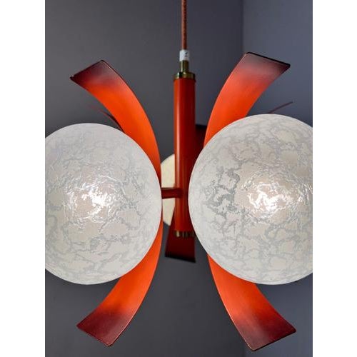 Orange White and Orange Chandelier by Richard Essig For Sale - Image 8 of 11