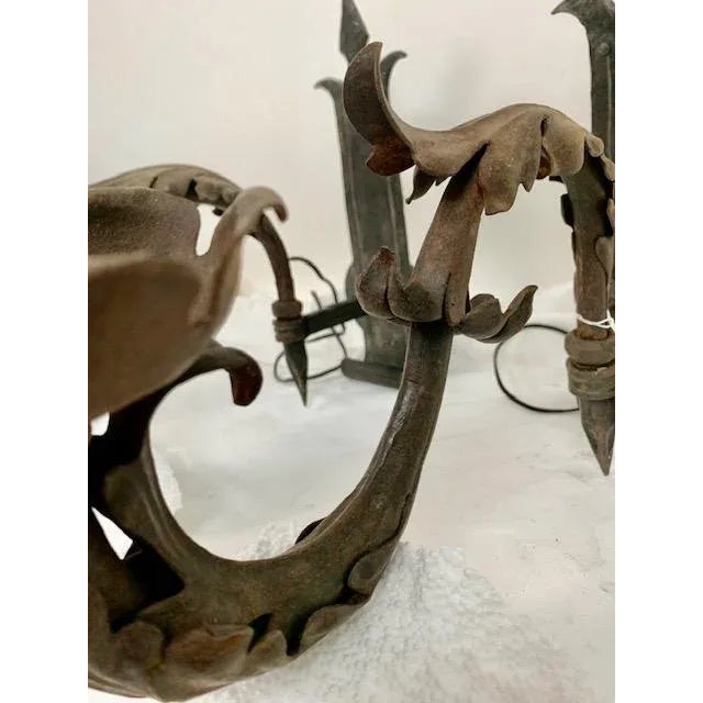 Coffee Vintage Spanish Swing Arm Hand Forged Spanish Sconces - Pair For Sale - Image 8 of 12