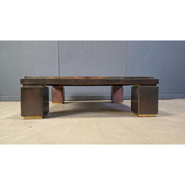 1970s Copper and Travertine Coffee Table from Belgochrom, 1970s For Sale - Image 5 of 9