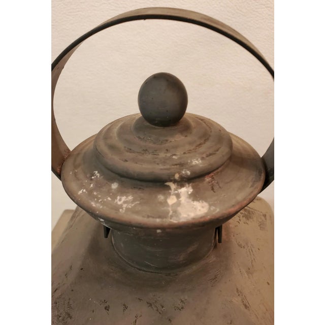 Metal Mid Century Electric Lantern With Iced Glass Panels For Sale - Image 7 of 9