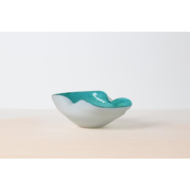 Aqua 1960s Mid-Century Murano Art Glass Bullicante Bowl For Sale - Image 8 of 17