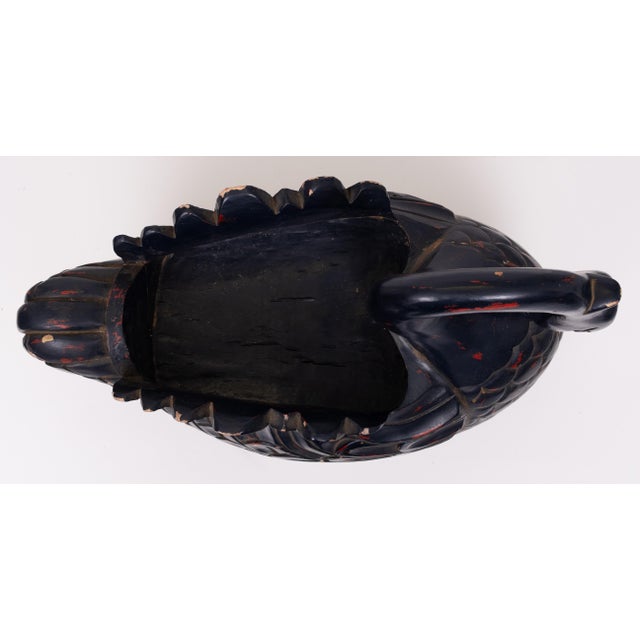 Large Mid-Century Black Wooden Swan, 1960s For Sale - Image 6 of 13