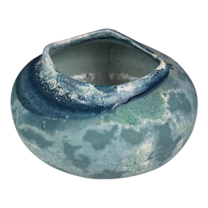 1980s Blue & White Foss Creek Pottery Vase by Tony Evans