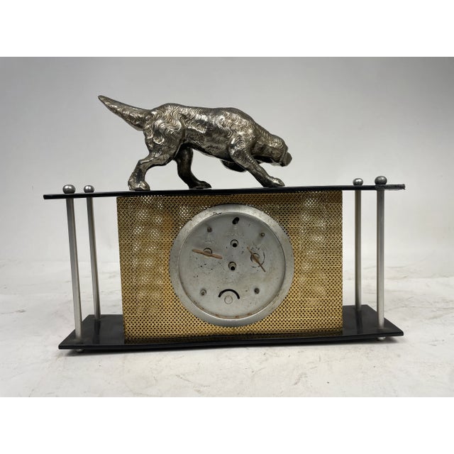 Metal Liberty Clock with Hound, 1930s For Sale - Image 7 of 10