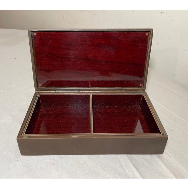 Antique 4 LBS Heavy Solid Bronze Jb Golf Cherry Wooden Lined Jewelry Trinket Box For Sale - Image 11 of 14