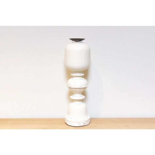 Indian Antique White Candle Holder For Sale - Image 3 of 8