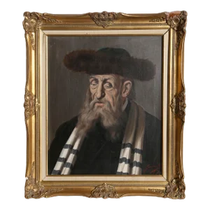 Jeno Gussich, Rabbi With a Fur Hat, Painting