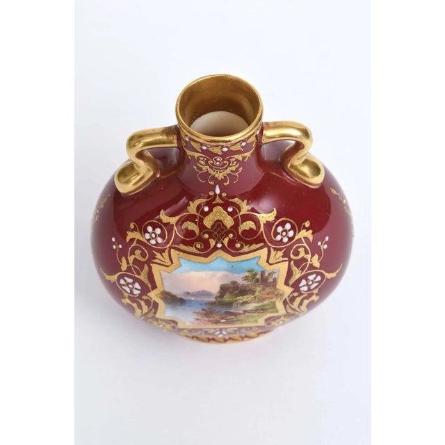 Antique Vase Coalport England Hand Painted with Jeweling and Raised Gilt For Sale In West Palm - Image 6 of 10