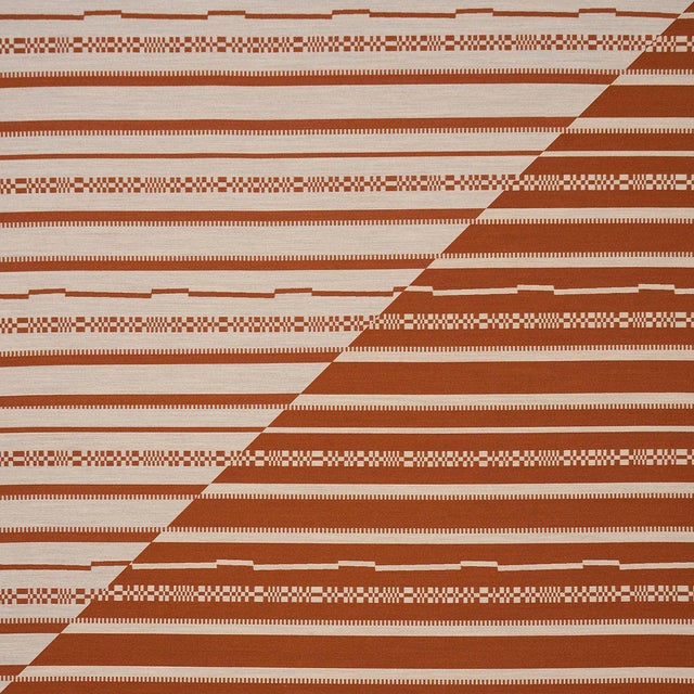 Sample - Schumacher Skyline Stripes Reversible Fabric In Burnt Orange For Sale