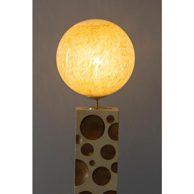 Floor Lamp with Marbled Glass Shade, Europe, 1970s For Sale - Image 3 of 8