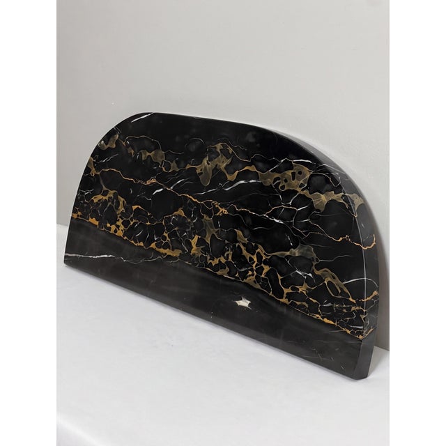 1920s Oscar Bach Gilded Iron Console and Beveled Mirror Set With Black Marble Top, Attributed For Sale - Image 17 of 18