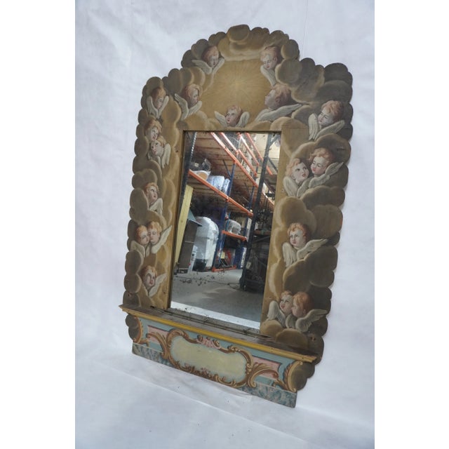 Rococo 19th C Hand Painted Mirror With Angels by Mla For Sale - Image 3 of 18
