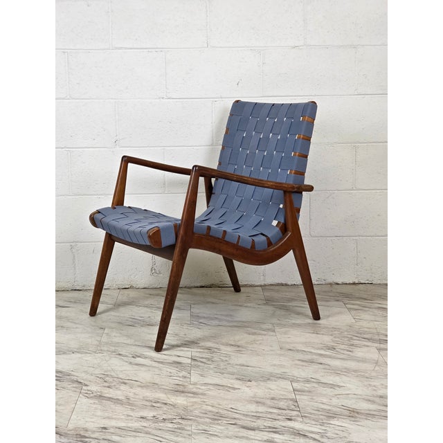 1950s 1950s Solid Walnut & Woven Upholstered Chair by Mel Smilow For Sale - Image 5 of 7