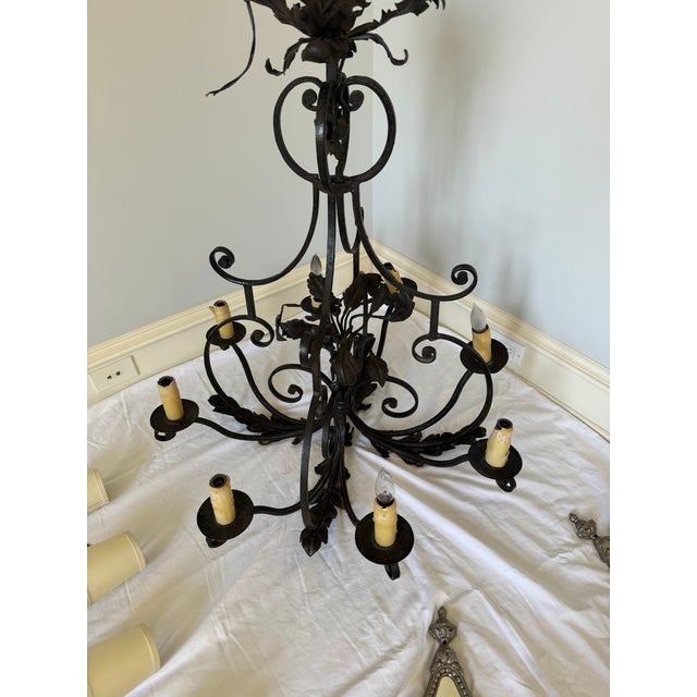 2000 - 2009 Paul Ferrante Hand-Forged Wrought Iron 8-Light Chandelier For Sale - Image 5 of 5