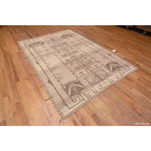 Beautiful Neutral Earthy Brown Cream Tribal Geometric Modern Area Rug, Country of origin: Central Asia, Circa date: Modern...