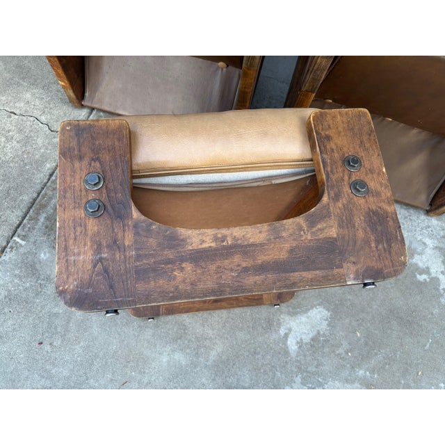 Brown Lou Hodges Style California Rustic Industrial Sling Lounge Chairs Ottoman a Pair For Sale - Image 8 of 12