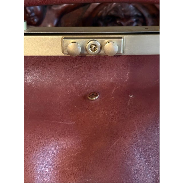 Terra Cotta Vintage Leather Weekender Doctor's Style Bag With Brass Frame - Made Exclusively for Mercedes Benz For Sale - Image 8 of 8