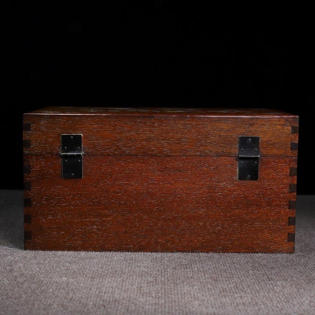 Brown Huali Rosewood Box Inlaid With Mother-of-Pearl Bird & Floral Motif For Sale - Image 8 of 9