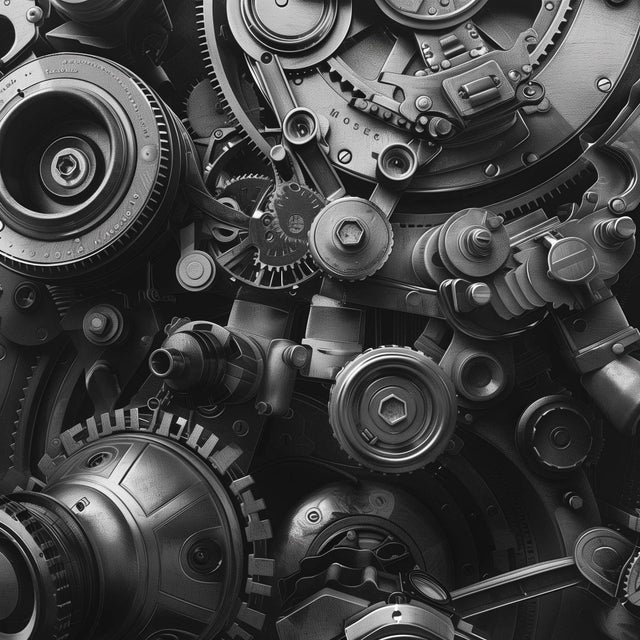 80" X 60" - 'Mechanics' Black & White Framed Gallery Wall Art Prints Installation - Set of 12 For Sale - Image 4 of 12