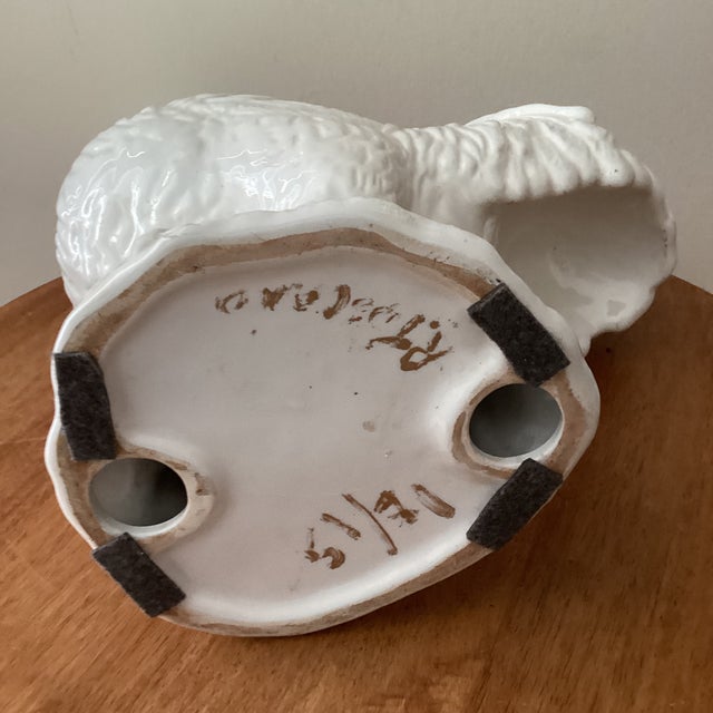 Vintage Collectible Large White Ceramic Rooster Figurine # 51/71 Signed For Sale - Image 11 of 12