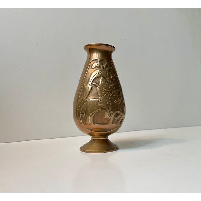 Art Deco Style Relief Vase in Bronze, 1950s For Sale - Image 3 of 8