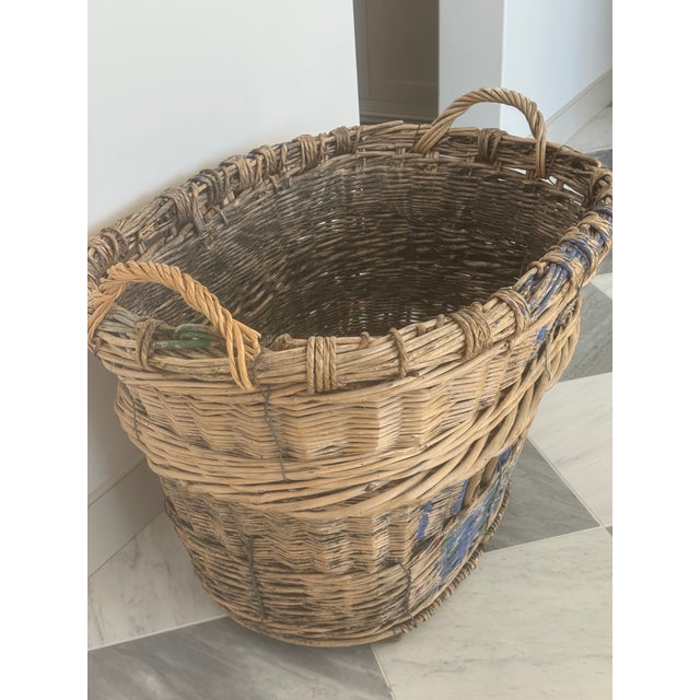 This wicker grape basket is beautiful for decorating in any room, beside the fireplace or a sofa with blankets, or even...
