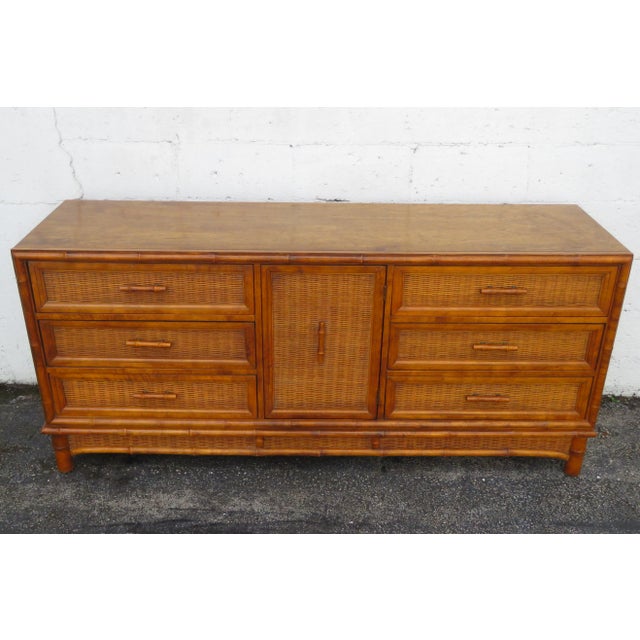 American of Martinsville Hollywood Regency Bamboo Long Sideboard Dresser 6121 For Sale - Image 11 of 16
