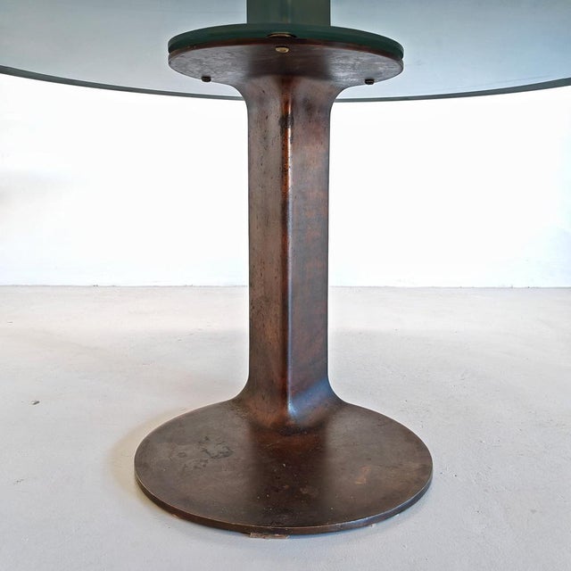 Metal Round Table in Smoked Glass by Afra and Tobia Scarpa for Poggi, 1970s For Sale - Image 7 of 18