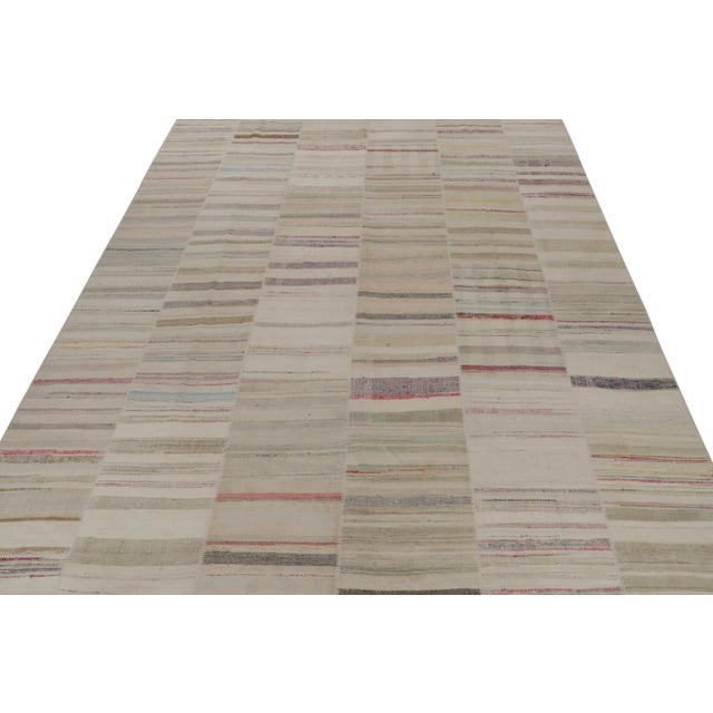 Contemporary Rug & Kilim’s Patchwork Kilim in Polychromatic Stripes For Sale - Image 3 of 6
