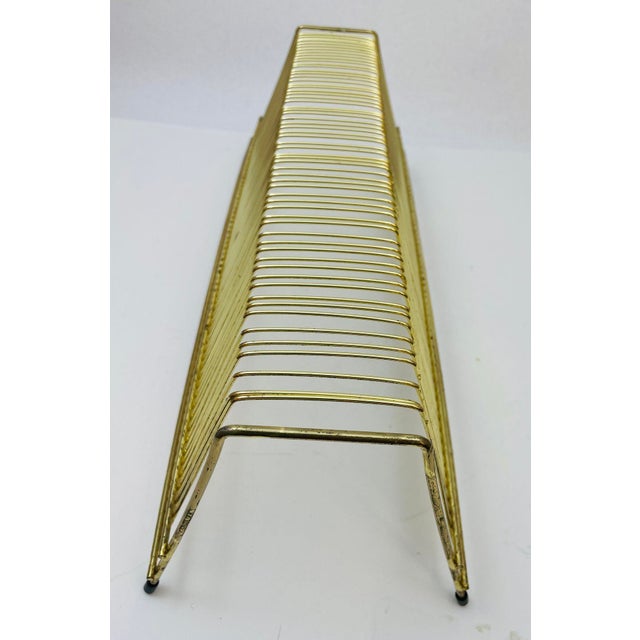 Vintage Wire Brass Record Rack Vinyl Record Storage 1950's | Chairish