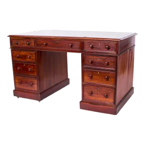 Antique English Leather Top Desk