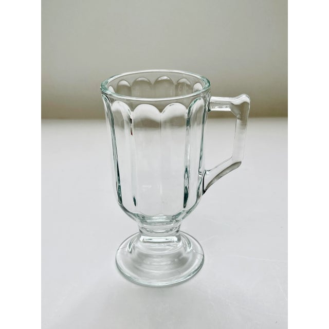 Art Deco Late 20th Century Indiana Glass Optic Glass Irish Coffee Mugs- Set of 4 For Sale - Image 3 of 13