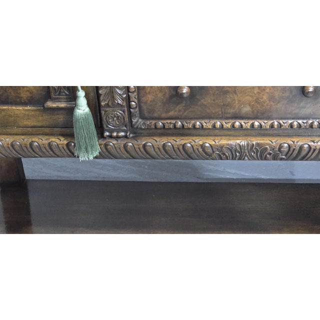 Wood Vintage Elizabethan Sideboard in Oak and Burr Walnut, 1920 For Sale - Image 7 of 18