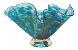 David Reed Free Form Blue Glass Bowl