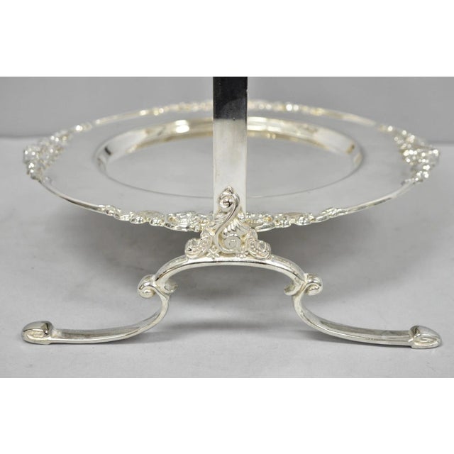 Vintage Godinger Silver Plated 2 Tier Buffet Server High Tea Pastry Plate Stand For Sale - Image 11 of 18