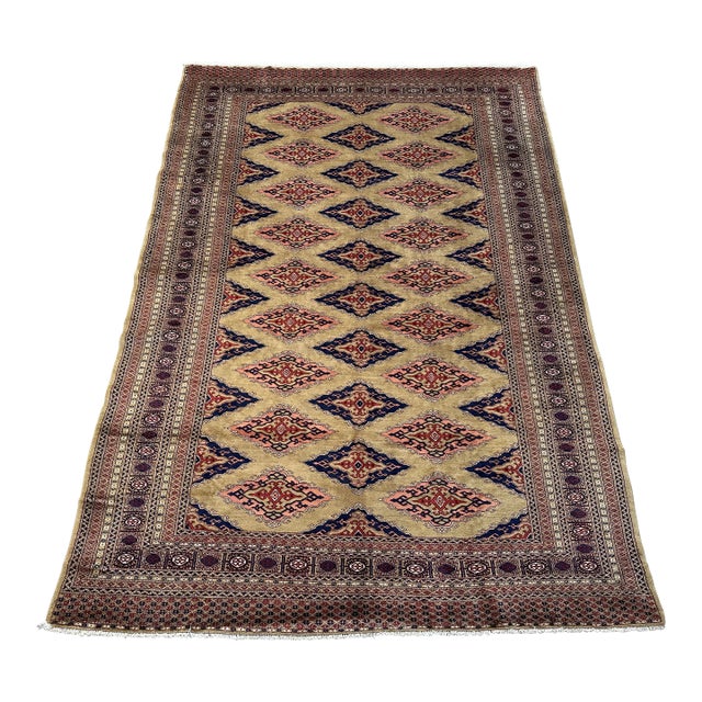 Vintage Pakistani Handmade Wool Rug 6' X 8'8" – Tribal Living Room Carpet For Sale