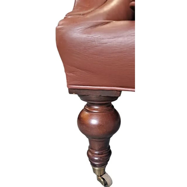 Animal Skin Lilian August Leather English Tufted Writers Chair For Sale - Image 7 of 8