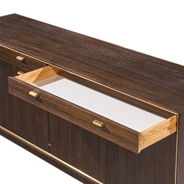 Harvey Probber Mid Century Mahogany and Brass Credenza For Sale - Image 9 of 11