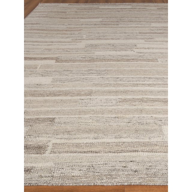 Mid-Century Modern Exquisite Rugs Scandinavian Handmade New Zealand Wool & Bamboo Silk Ivory/Gray Rug-8'X10' For Sale - Image 3 of 8