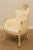 French Louis XV Style Vintage Pair Cream Painted Tufted Fire Side Chairs For Sale - Image 4 of 13