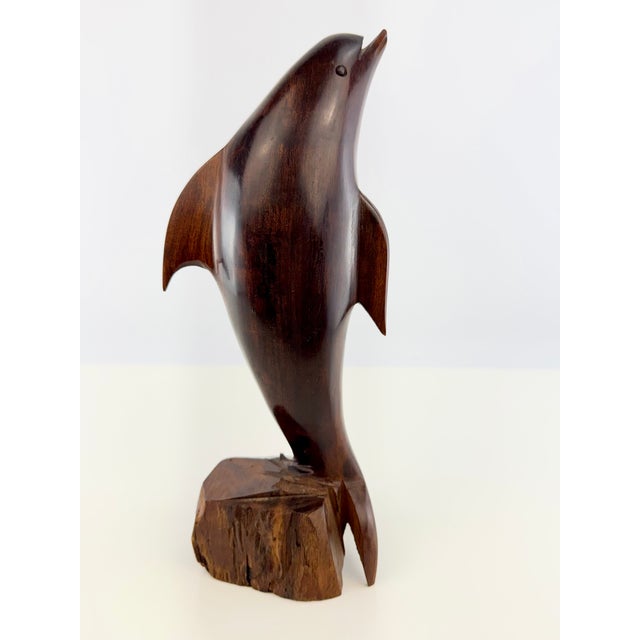 Vintage Hand-Carved Wood Dolphin Sculpture For Sale - Image 4 of 11