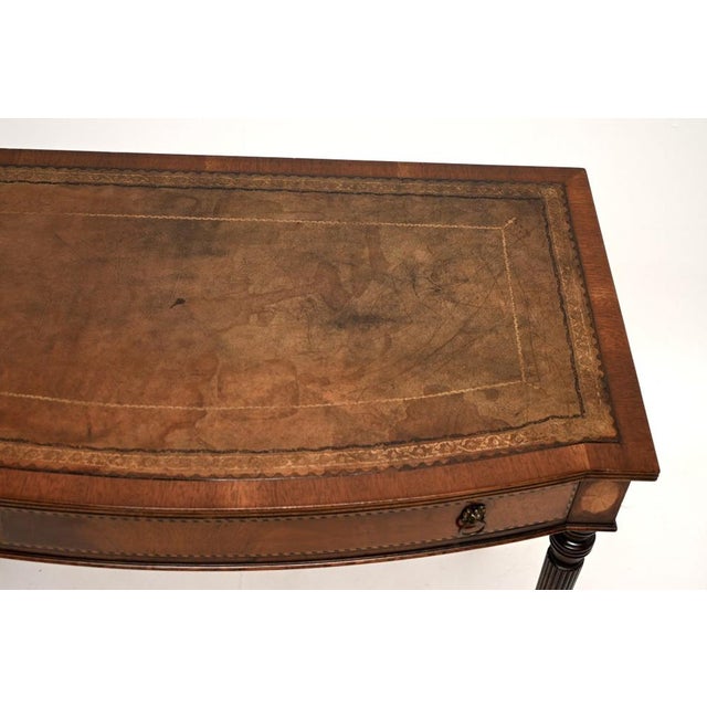 Wood Vintage Inlaid Leather Top Desk, 1920 For Sale - Image 7 of 11